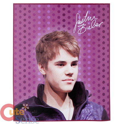 Justin Bieber Fleece Throw Blanket  50x60 - Puprle Dots